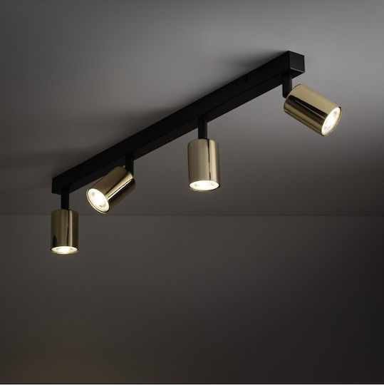 TK Lighting Spot with 10 Lights and with Socket GU10 in Black Color