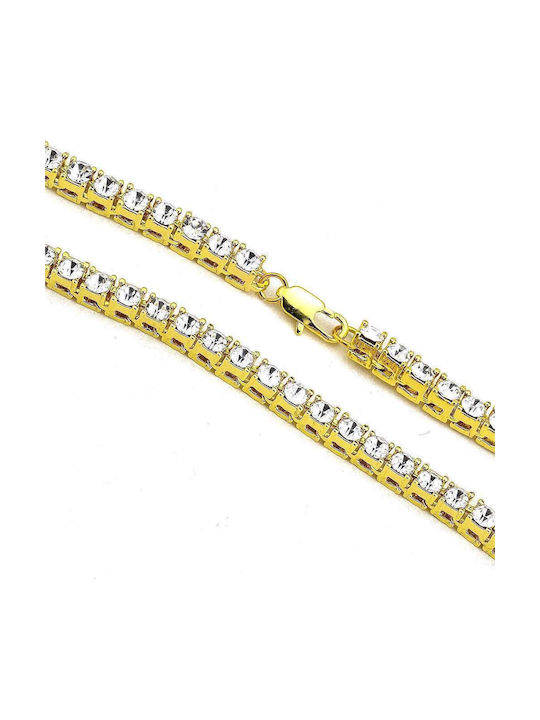 Goldsmith Iced Cuban Neck Chain Made of Gold Plated Steel Thin Thickness 5mm and Length 50cm