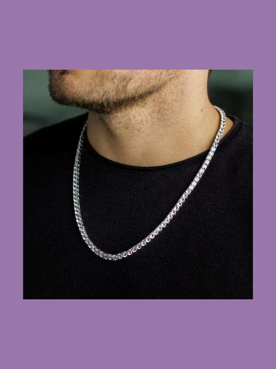 Goldsmith Iced Cuban Neck Chain Made of Gold Plated Steel Thin Thickness 5mm and Length 50cm