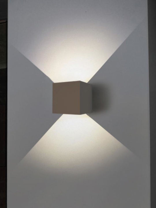 Inlight Emerald Επιτοίχιο Εξωτερικό Σποτ LED IP44 10W με Θερμό Λευκό Φως Διπλής Δέσμης 9.9x9.9εκ.