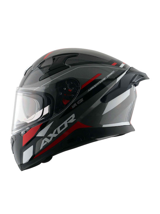 Axor Apex Turbine Black/Red/Grey Motorcycle Helmet Full Face ECE 22.06 1600gr with Pinlock and Sunvisor