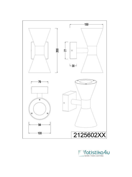Trio Lighting Επιτοίχιο Εξωτερικό Σποτ GU10 IP44 Διπλής Δέσμης 10x20εκ.
