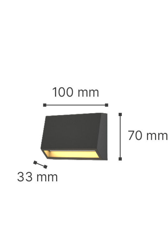 Inlight Επιτοίχια Εξωτερική Πλαφονιέρα LED IP65 3W με Ρυθμιζόμενο Λευκό Φως 10x7x7εκ.