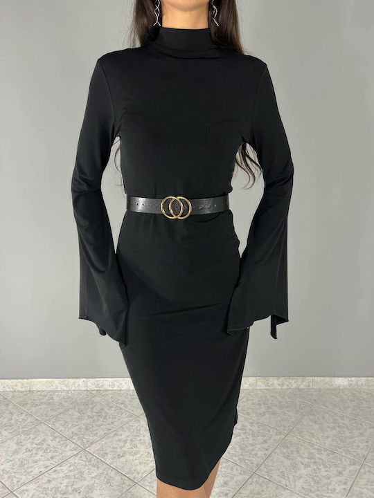 Midi Dress for Wedding - Christening Open Back Black