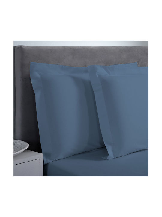 Aslanis Home Satin Сет Калъфки за Възглавници Оксфорд Poseidon Blue 50x80см.