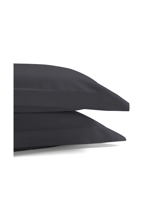 Aslanis Home Satin Pillowcase Set Oxford Black 50x80cm.