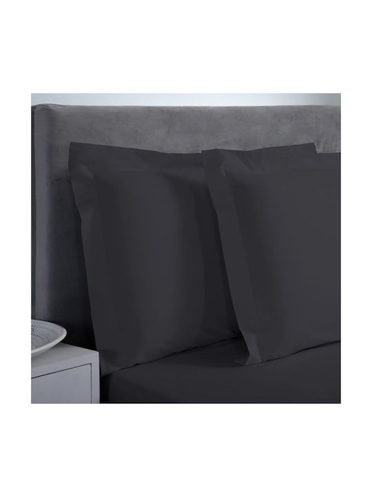 Aslanis Home Satin Pillowcase Set Oxford Black 50x80cm.