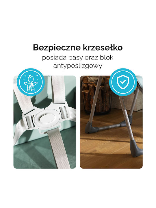 Kidnort Jordgubbe Сгъваемо Столово Столчe с Регулируема Височина Сиво