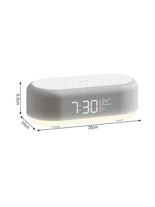 Verk Group Tabletop Digital Clock with Alarm & Wireless Charging White