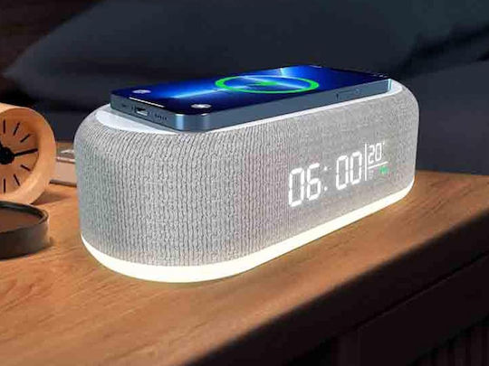 Verk Group Ceas Digital de Masă cu Alarmă & Încărcare Wireless Alb