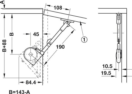 Κομπασο Ανω Πορτας Hafele Sugatsune 301nc Μαυρο 234-36531300ne