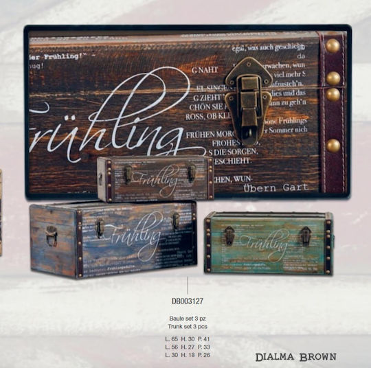 Σετ 3 Κουτιά Αποθήκευσης Ξύλινα Db003127 Dialma Brown