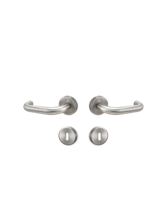 Conset C1335 Door Lever Rosette Stainless Steel Matte Nickel Front Door Left Piece Conset C1335 Door Lever Rosette Stainless Steel Matte Nickel Front Door Left Piece