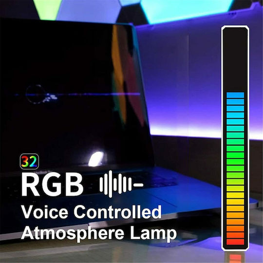 Arrango Rgb Led Music Sync Sound Control Rhythm Strip Light 19*1.7cm Επαναφορτιζόμενη 1τμχ Black Arrango Rgb Led Music Sync Sound Control Rhythm Strip Light 19*1.7cm Επαναφορτιζόμενη 1τμχ Black