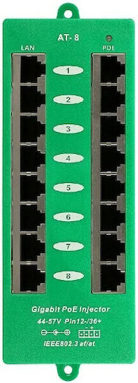 Injector PoE 8-Port Gigabit 802.3at/af Mod A Verde