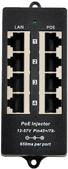 4-Ports 10/100 PoE-Adapter Cat5e Schwarz
