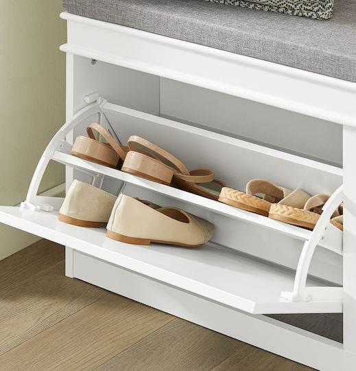 Entry Furniture with Shoe Rack & Bench White 104x52x24cm