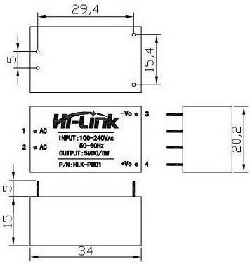 Hlk-pm01 90-240v AC la 5v 3W DC Mini Modul de Alimentare