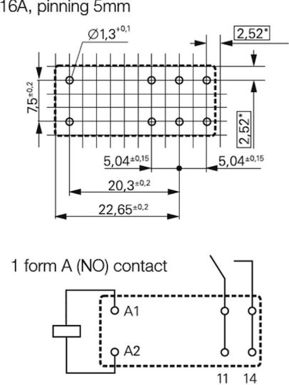 Ρελέ Relay Spst-no 12v Dc 16a 250vac Rz03-1a4-d012