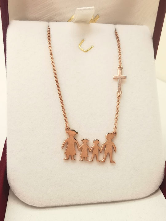 Aris Dentopoulos Jewellery Κολιέ Οικογένεια από Ροζ Επιχρυσωμένο Ασήμι