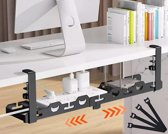 Cable Organizer Under Desk White Metal