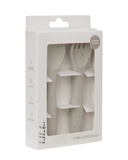 Kikka Boo Baby Set with Fork with Temperature Indicator made of Silicone for 6+ months Beige 2pcs