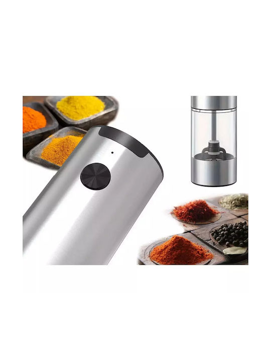 Ηλεκτρικός Μύλος Αλατιού Inox σε Ασημί Χρώμα 17cm