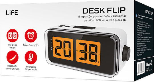 Life Desk Flip Tabletop Digital LED Clock with Alarm Clock Orange 221-0458