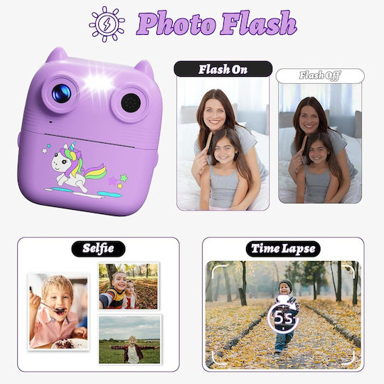 D8 Unicorn Cameră Foto pentru Copii Violet