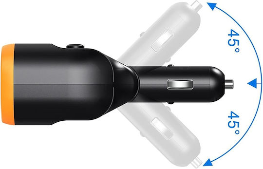 Verk Group Verk Group Autoladegerät 80W 4A Schnellladen mit 2xUSB-A 1xType-C 2xLeichter Eingebettetes Kabel und Voltmeter Schwarz