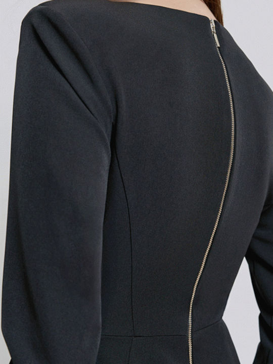 Rochie Midi de Seară Cu Deschizătură Neagră