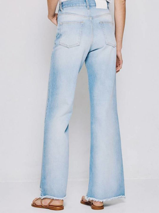 Damen Stoff Hose Hellblau