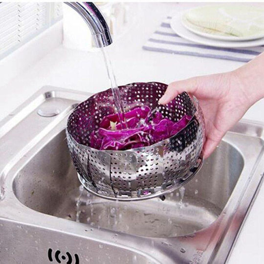 Steamer Basket Foldable Stainless Steel 16cm 9kzn11