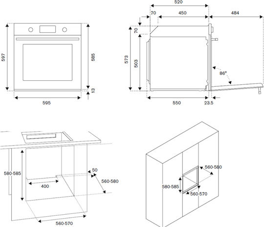 Bertazzoni Cuptor Deasupra Blatului 76lt L59.7cm.