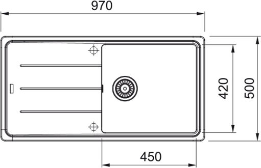 Franke Basis Bfg 611-97 Ένθετος από Συνθετικό Γρανίτη Μ97xΠ50cm