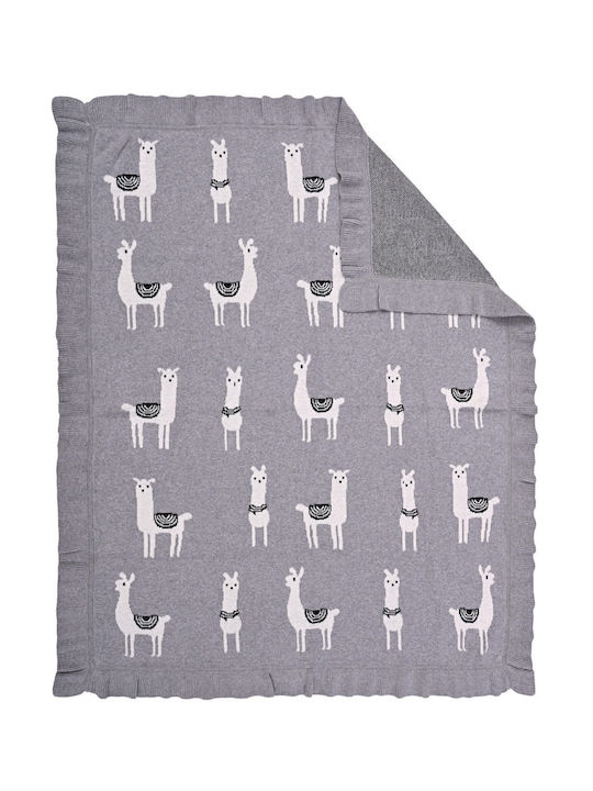 Liolios Home Blanket Nursery Swaddling Blankets Lama Cotton Gray with Animal 80x100cm