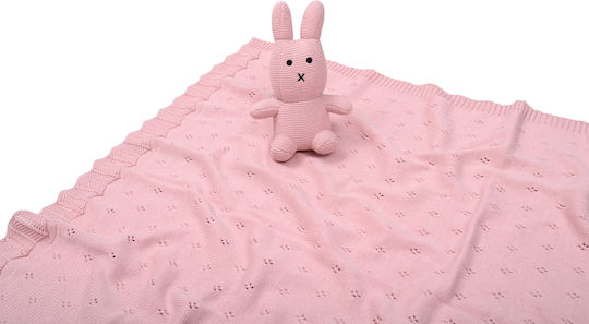 Liolios Home Blanket Nursery Swaddling Blankets Cotton Pink with Animal 80x100cm