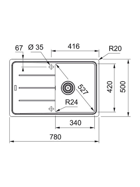 Franke Basis Bfg 611-78 Ένθετος Νεροχύτης από Συνθετικό Γρανίτη Μ78xΠ50cm Coffee