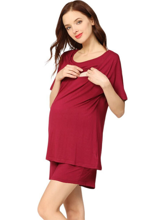 Queen Mother Set Pyjamas Schwangerschaft & Stillen Maroon