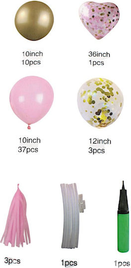 Composition with 56 Balloons Rose Gold Circular Base