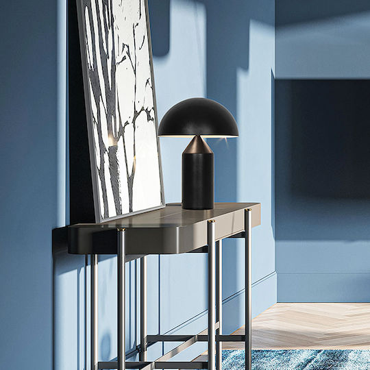 Viokef Nilson Metal Table Lamp for Socket E14 with Black Shade and Base
