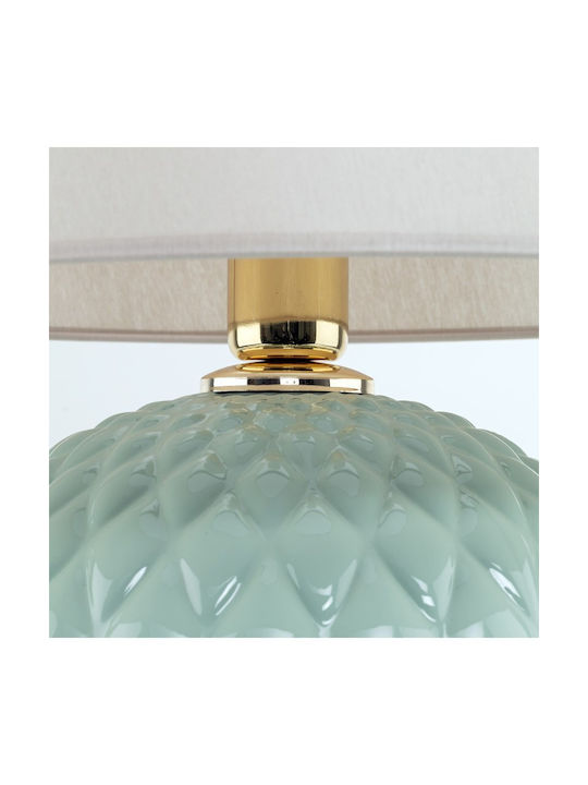 TK Lighting Santana Glass Table Lamp for Socket E27 with White Shade and Green Base