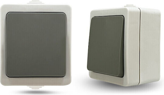 Geyer Waterproof Wall-Mounted Electrical Wall Switch One-Way With Frame Aller Retour White