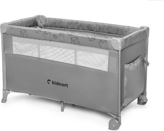 Kidnort Babybett 2 Ebenen Mit Matratze Grau 78.5x128cm