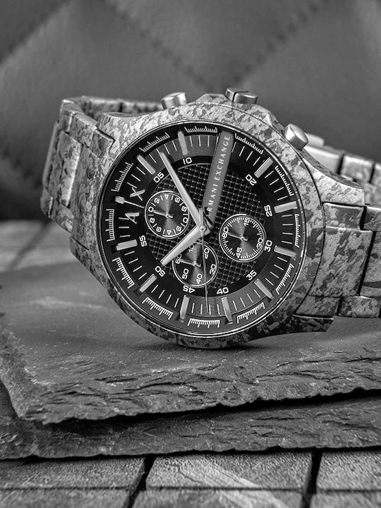 Armani Exchange Hampton Herrenuhr Chronograph Batterie mit Gray Kautschukarmband