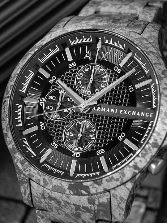 Armani Exchange Hampton Herrenuhr Chronograph Batterie mit Gray Kautschukarmband