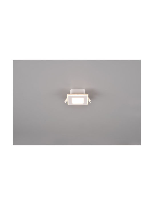 Trio Lighting Τετράγωνο Πλαστικό Χωνευτό Σποτ με Ενσωματωμένο LED και Θερμό Λευκό Φως Λευκό 1τμχ