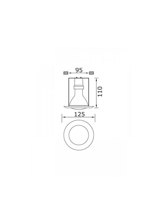 DIL Round Metallic Recessed Spot with Socket E27 Gold 10x10cm. 1pcs