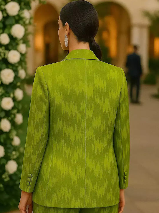 Enter Fashion Μακρύ Γυναικείο Σακάκι Πράσινο