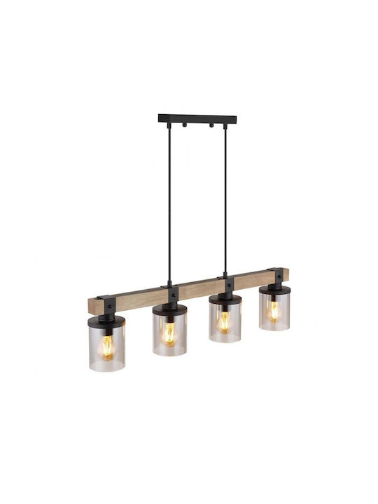 Globo Lighting Κρεμαστό Φωτιστικό Καφέ Ράγα για 4 Λαμπτήρες E27 73x10x133εκ.